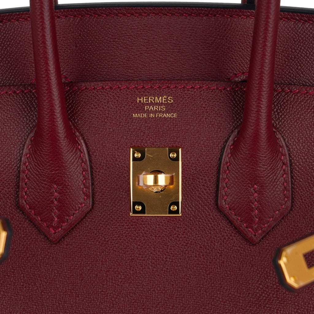 Birkin 25 Bag Sellier Rouge H Gold Hardware Veau Madame Leather