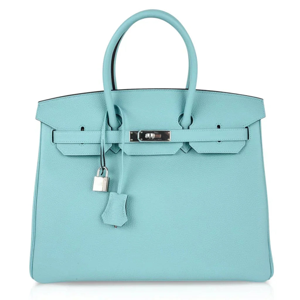 Birkin 35 Bag Fresh Blue Atoll Togo Palladium Hardware