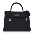 Kelly 35 Bag Black Retourne Togo Palladium Hardware New