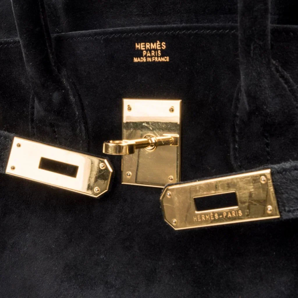 Birkin 30 Bag Doblis (Suede) Black Gold Hardware