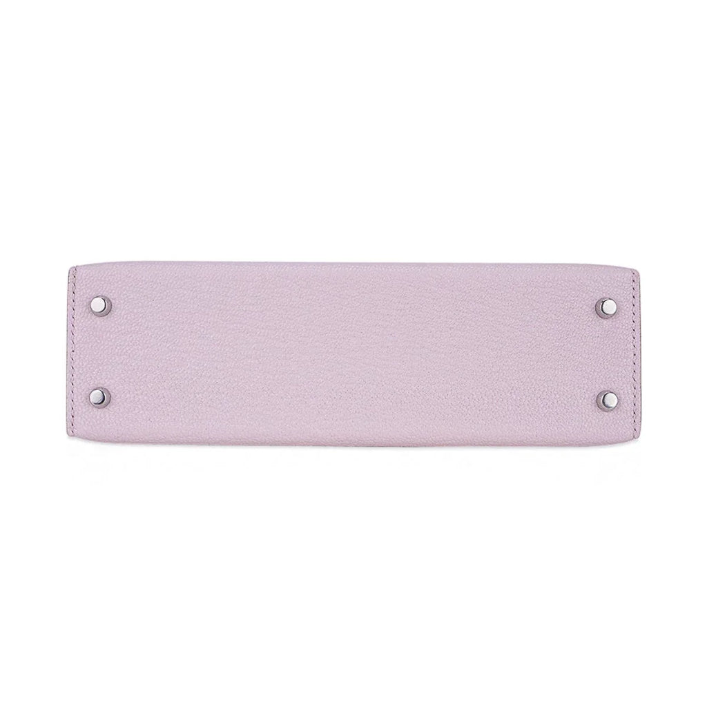 Mini Kelly 20 Bag Sellier Mauve Pale Chevre Leather with Palladium Hardware