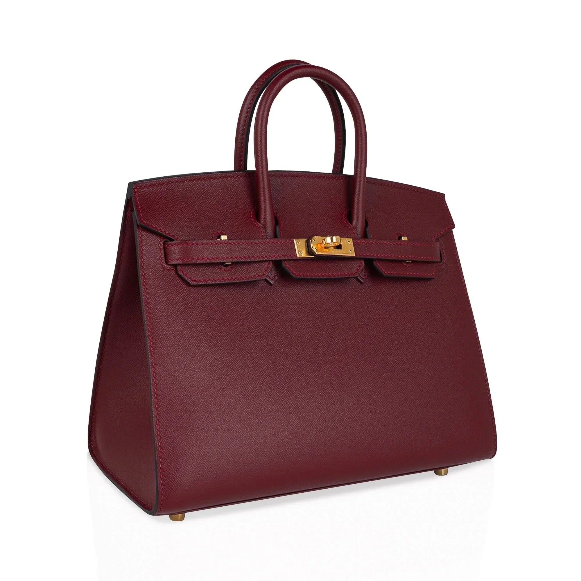 Birkin 25 Bag Sellier Rouge H Gold Hardware Veau Madame Leather