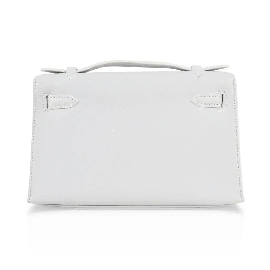 Kelly Pochette Clutch Bag Very Rare White Gold Hardware