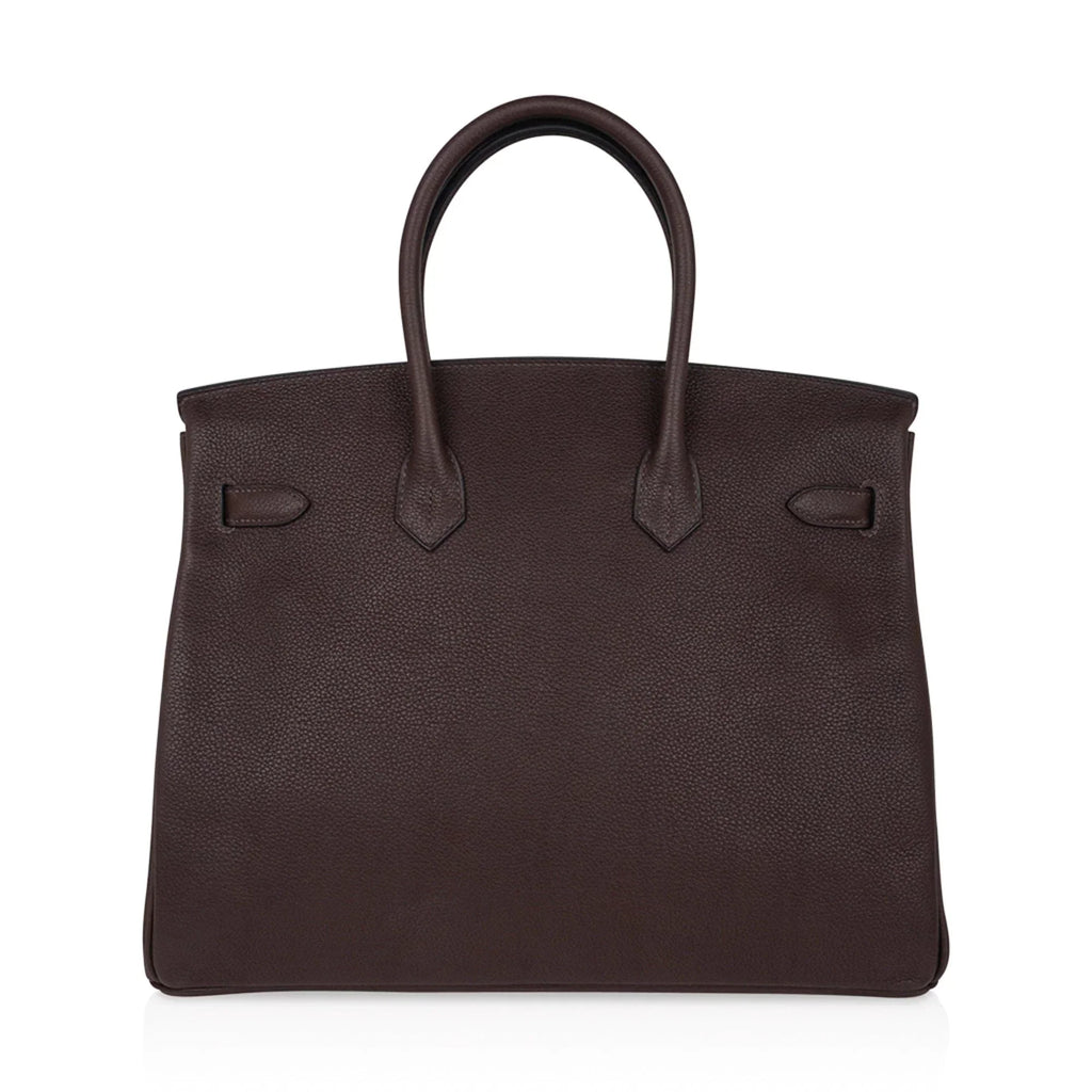 Birkin 35 Bag Ebene Barenia Faubourg Leather with Palladium Hardware
