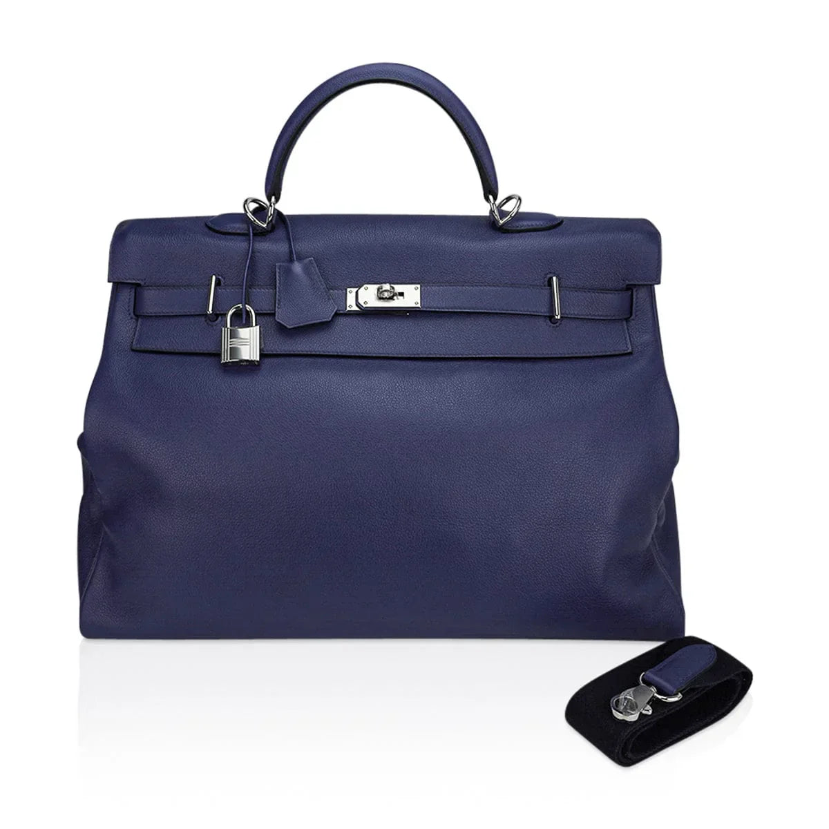 Kelly 50 Voyage Blue De Malte Bag Palladium Hardware Novillo Leather Limited Edition