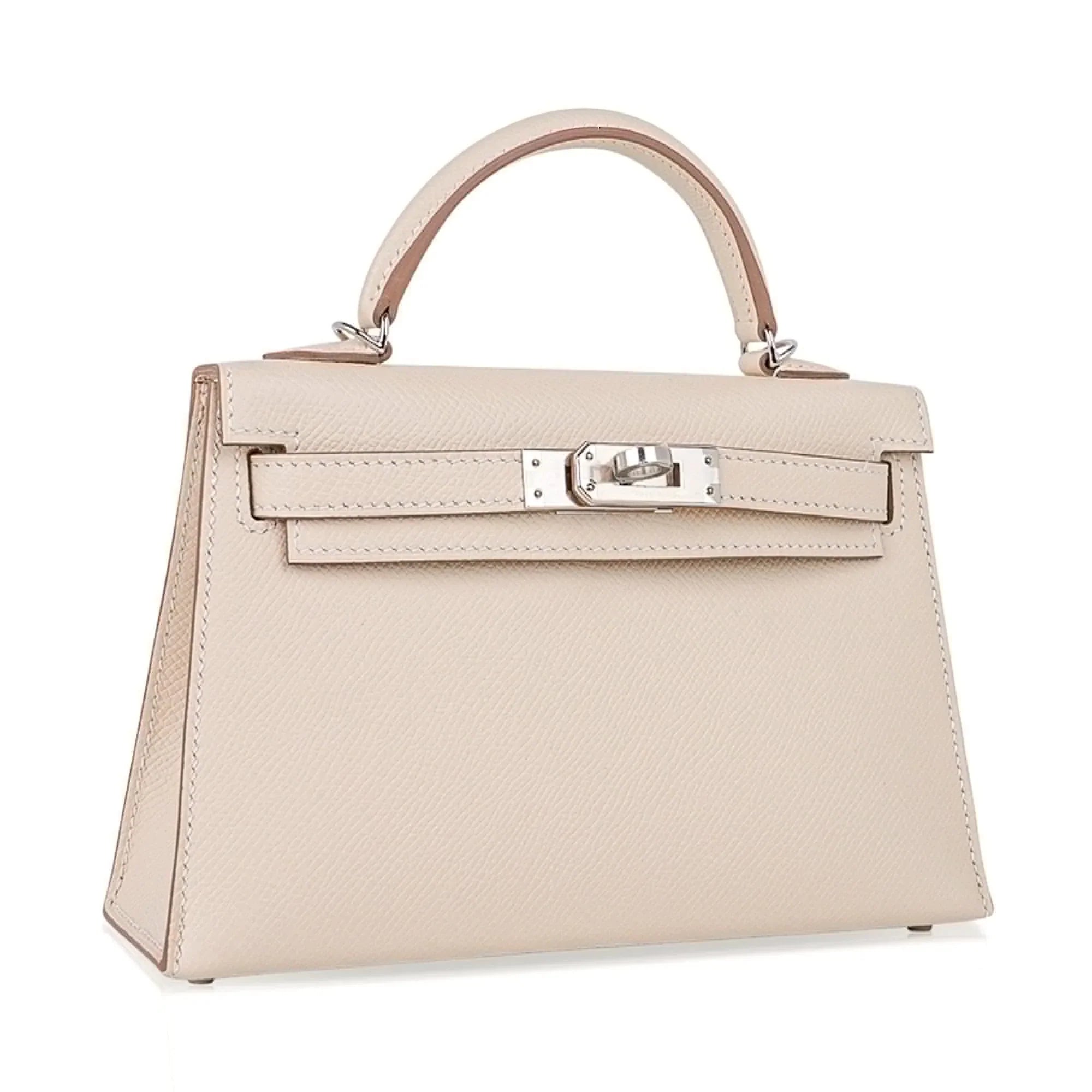 Kelly 20 Mini Sellier Bag Craie Epsom Leather Palladium Hardware New w/Box
