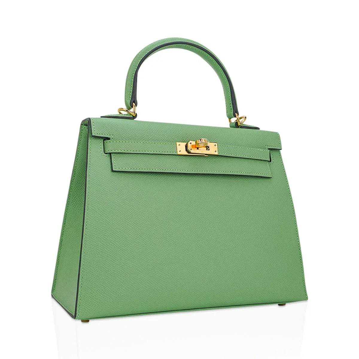 Kelly 25 Sellier Bag Vert Criquet Epsom Leather with Gold Hardware