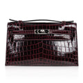 Kelly Pochette Clutch Bag Bordeaux Crocodile Jewel Toned Palladium