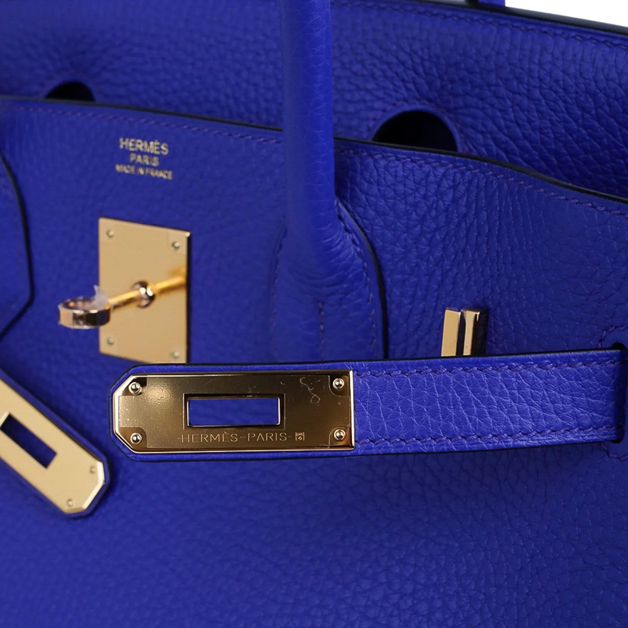 Birkin 30 Bag Blue Electric Clemence Gold Hardware
