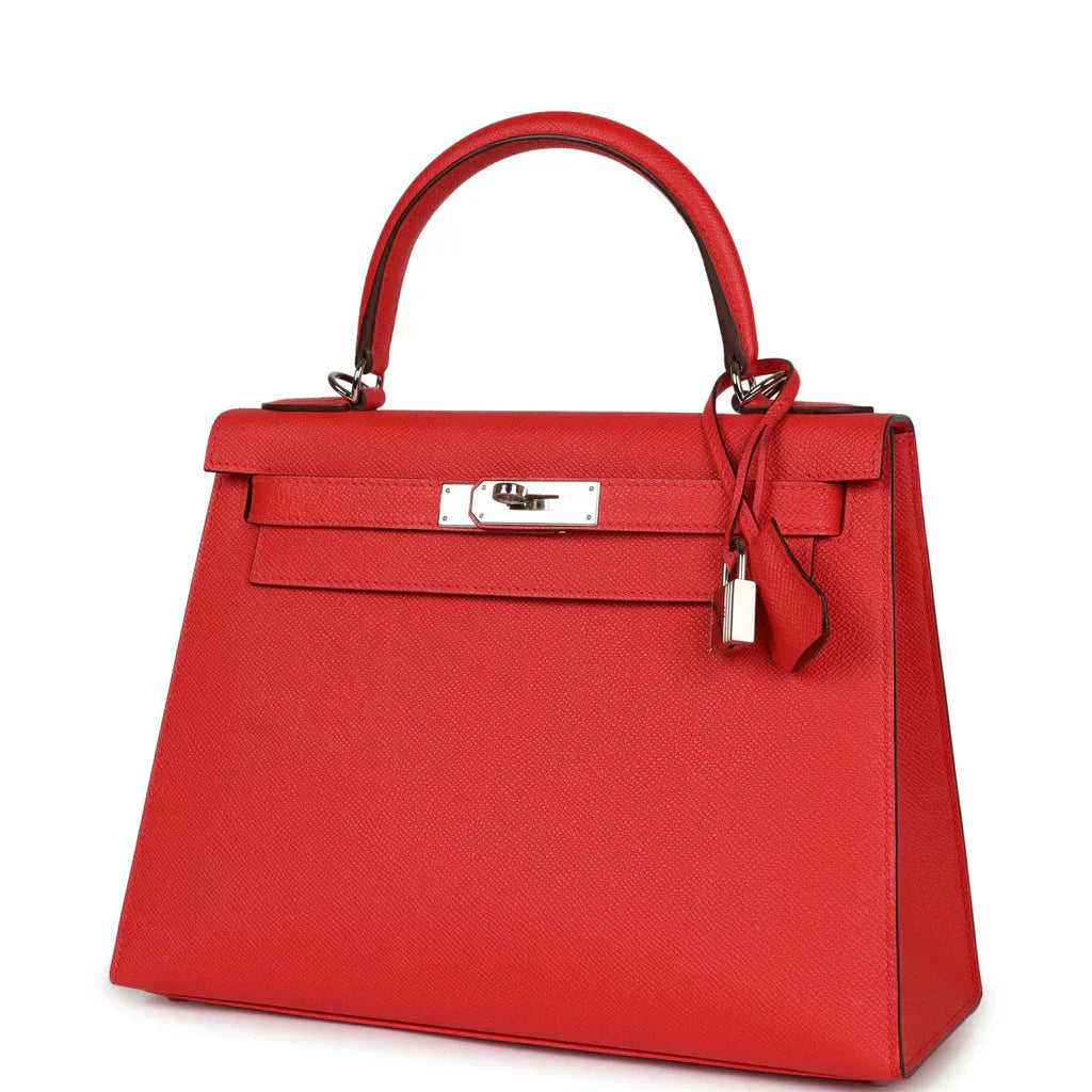 Kelly Sellier Rouge Tomate Epsom Palladium Hardware